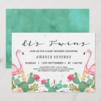 Invitación de Baby Shower del cactus del flamenco