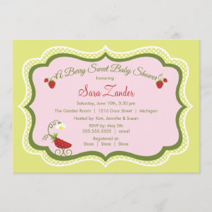 Invitación de Baby Shower del carro de la fresa