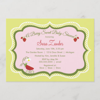 Invitación de Baby Shower del carro de la fresa