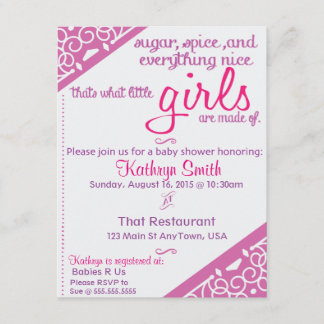 Invitación de Baby Shower del chica