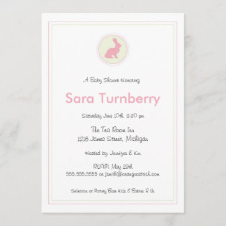 Invitación de Baby Shower del chica - conejito