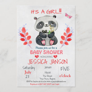 INVITACIÓN DE BABY SHOWER DEL CHICA DE CUTE PANDA