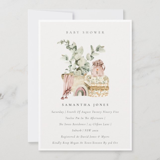 Invitación de Baby Shower del Chica de Foliage Boh (Anverso)