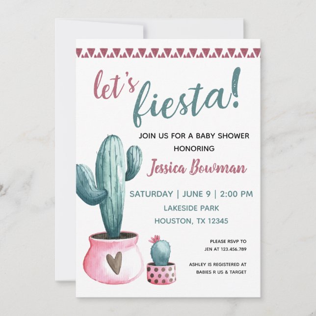 Invitación de Baby Shower del chica de la fiesta (Anverso)