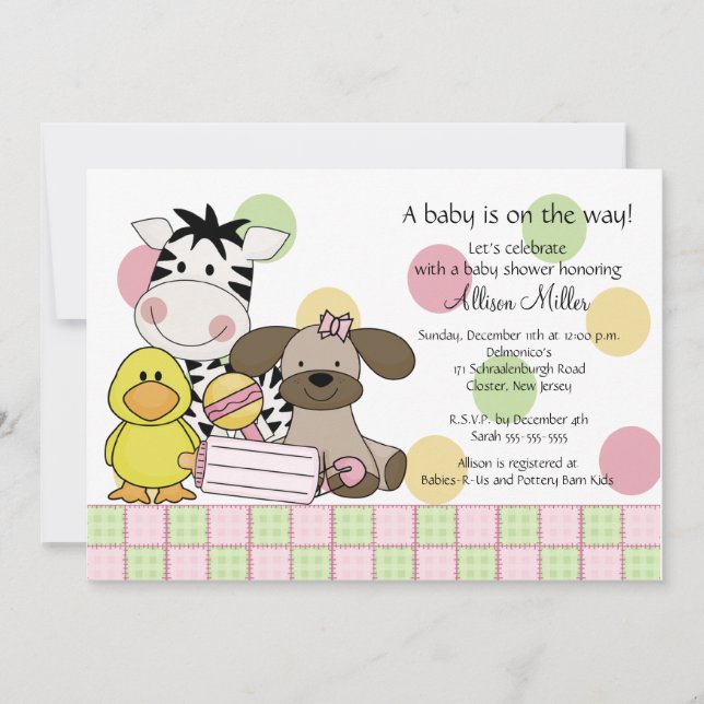 Invitación de Baby Shower del chica de los (Anverso)