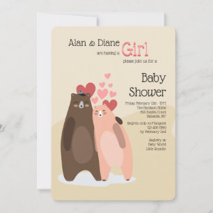 Invitación de Baby Shower del chica de los pares