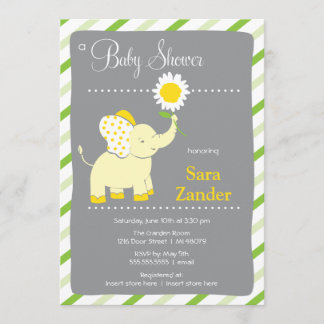 Invitación de Baby Shower del chica del elefante