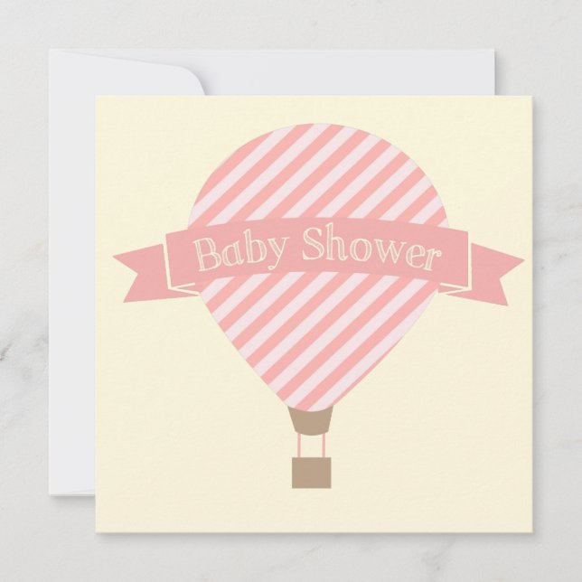 Invitación de Baby Shower del chica del globo del (Anverso)