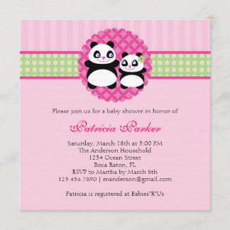 Invitación de Baby Shower del chica del oso de
