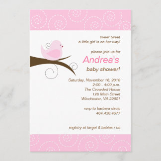 Invitación de Baby Shower del chica del rosa del