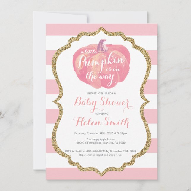 Invitación de Baby Shower del chica del rosa y de (Anverso)