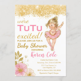 Invitación de Baby Shower del chica del tutú de la