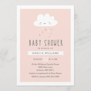 Invitación de Baby Shower del chica - nube linda