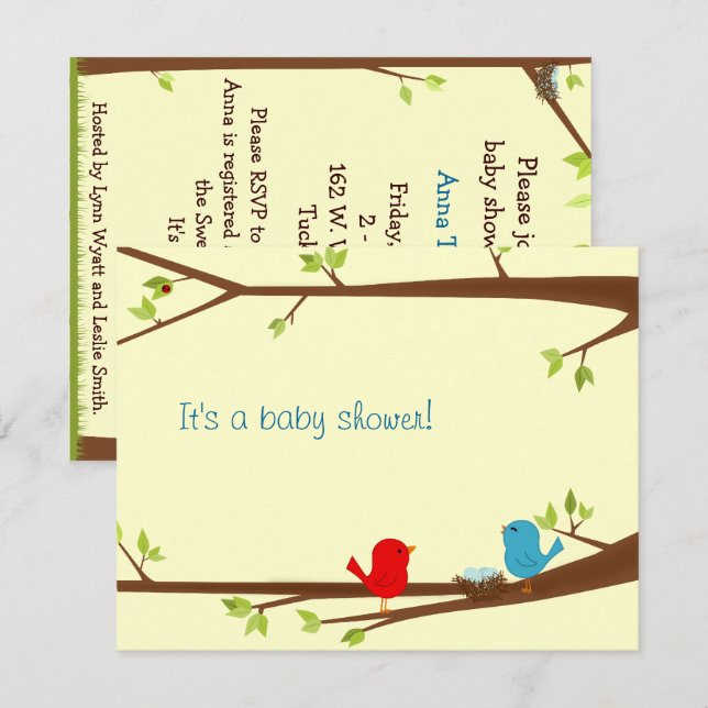 Invitación de Baby Shower del chirrido (Anverso / Reverso)