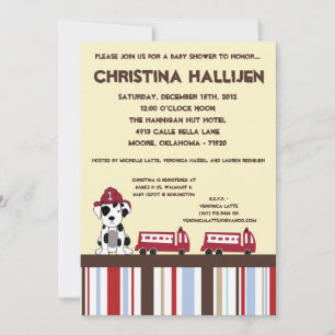 invitación de Baby Shower del coche de bomberos de