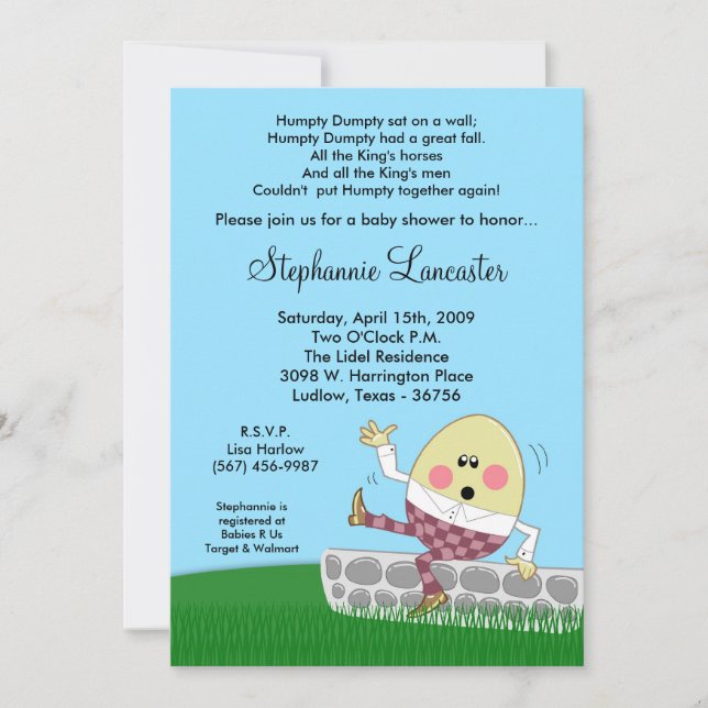 invitación de Baby Shower del cuarto de niños de (Anverso)