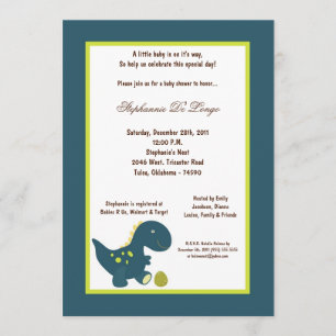 invitación de Baby Shower del dinosaurio 5x7