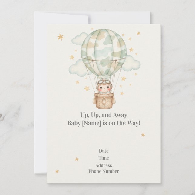 Invitación de Baby Shower del Ejército de Camuflaj (Anverso)