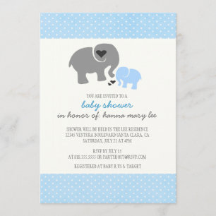 Invitación de Baby Shower del elefante