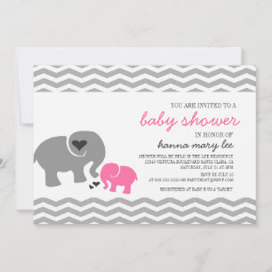 Invitación de Baby Shower del elefante