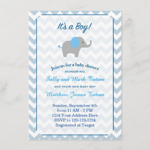 Invitación de Baby Shower del elefante