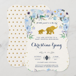 Invitación de Baby Shower del elefante