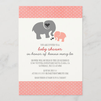 Invitación de Baby Shower del elefante