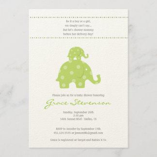 Invitación de Baby Shower del elefante de la mamá