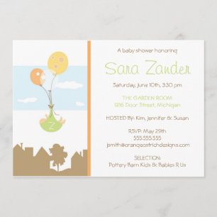 Invitación de Baby Shower del globo del monograma