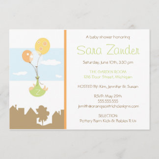 Invitación de Baby Shower del globo del monograma