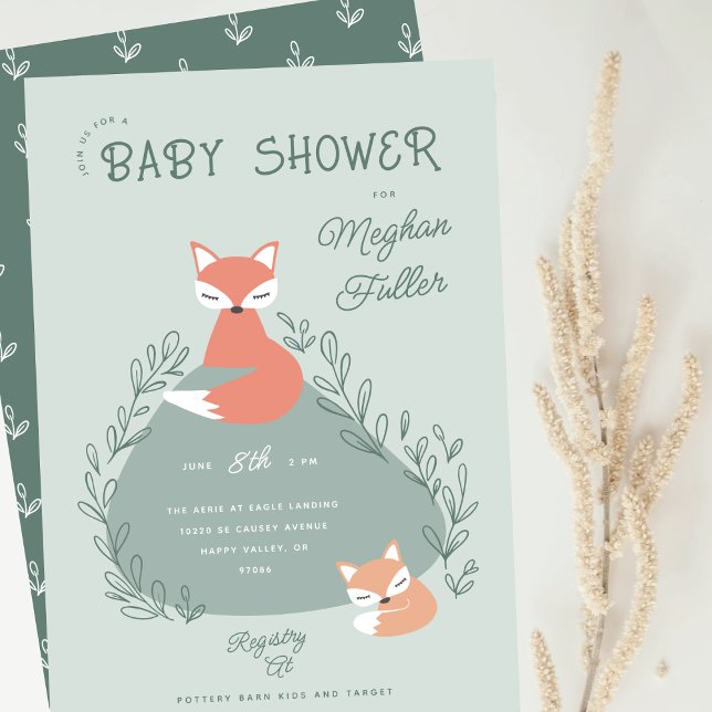 Invitación de Baby Shower del Green Boho Woodland  (Subido por el creador)