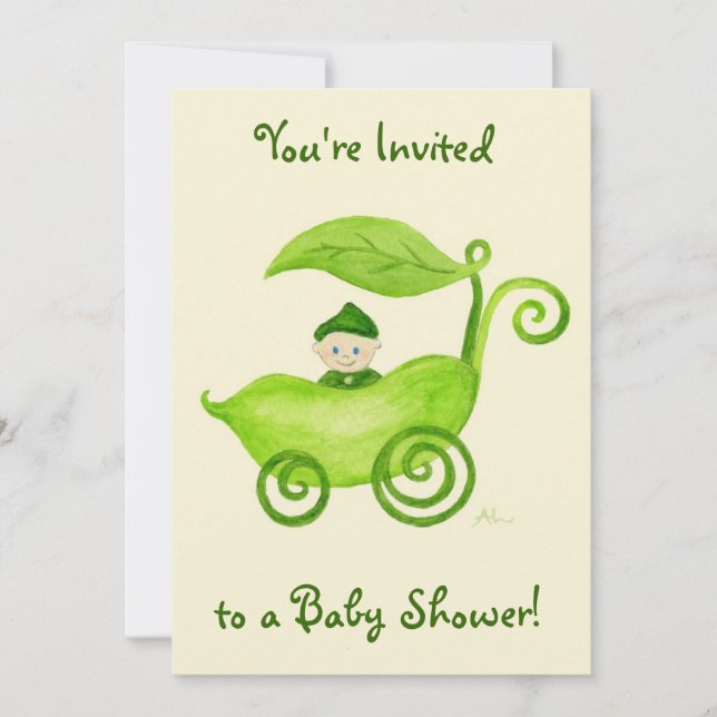 Invitación de Baby Shower del guisante de olor (Anverso)