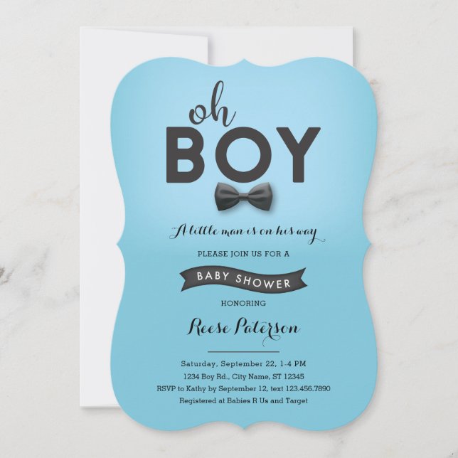 Invitación de Baby Shower del hombre de la (Anverso)