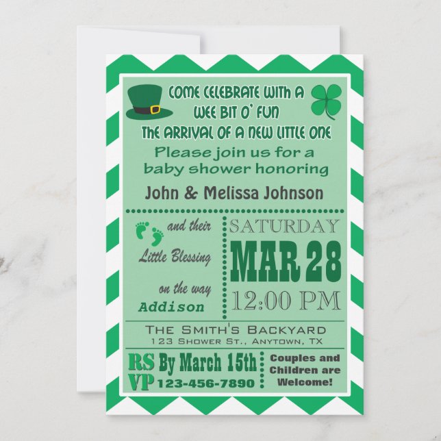 Invitación de Baby Shower del irlandés (Anverso)