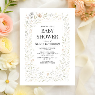 Invitación de Baby Shower del Jardín de Flores Sil