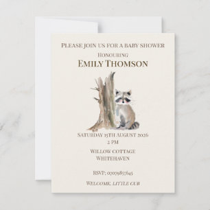 Invitación de Baby Shower del Mapache del Bosque