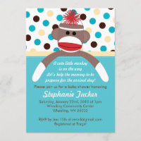 Invitación de Baby Shower del mono del calcetín
