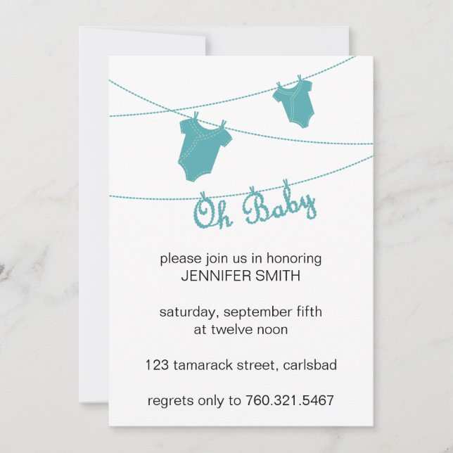 Invitación de Baby Shower del muchacho (Anverso)