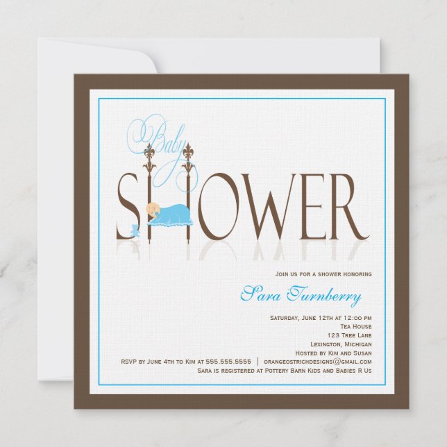 Invitación de Baby Shower del muchacho - bebé (Anverso)