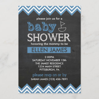 Invitación de Baby Shower del muchacho de Chevron