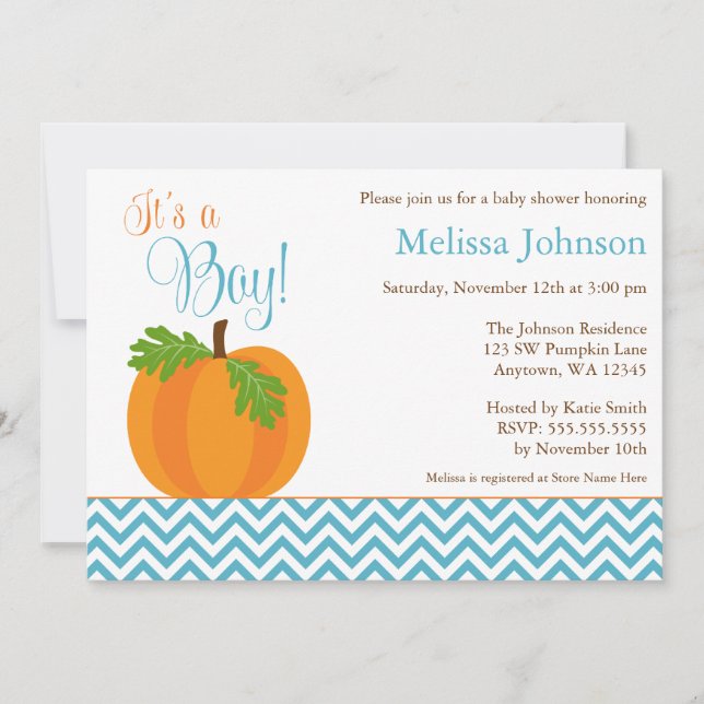 Invitación de Baby Shower del muchacho de la caída (Anverso)