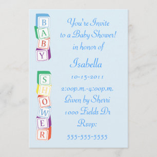 Invitación de Baby Shower del muchacho del bloque
