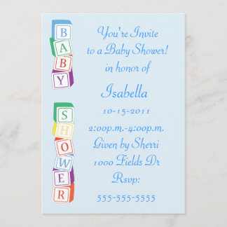 Invitación de Baby Shower del muchacho del bloque