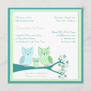 Invitación de Baby Shower del muchacho del búho