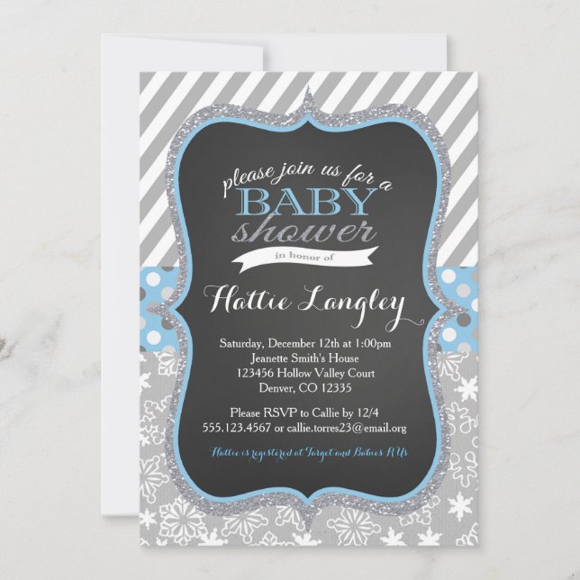 Invitación de Baby Shower del muchacho del copo de (Anverso)