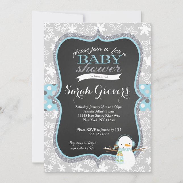 Invitación de Baby Shower del muchacho del muñeco (Anverso)