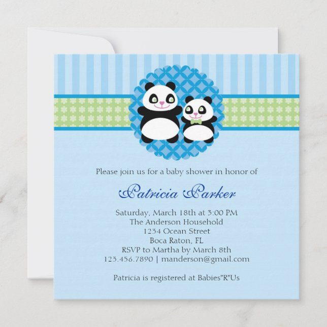 Invitación de Baby Shower del muchacho del oso de (Anverso)