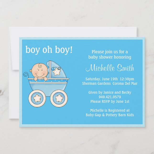 Invitación de Baby Shower del muchacho oh (Anverso)