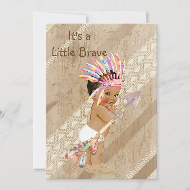 Invitación de Baby Shower del nativo americano (Anverso)