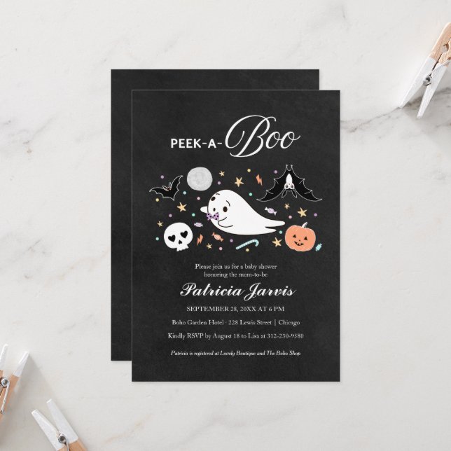 Invitación de Baby Shower del niño de Halloween Pe (Anverso/Reverso In Situ)